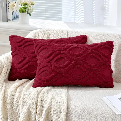 Miniatura 13 de MIULEE - Juego de 2 fundas de almohada de lana sintética suave y afelpada, fundas decorativas de estilo bohemio para sofá, sala de estar, cama, 18 x