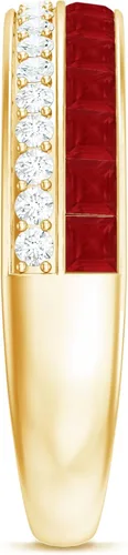 Miniatura 8 de Anillo de media eternidad de diamantes y rubí de 1.25 quilates para mujer Calidad AAA