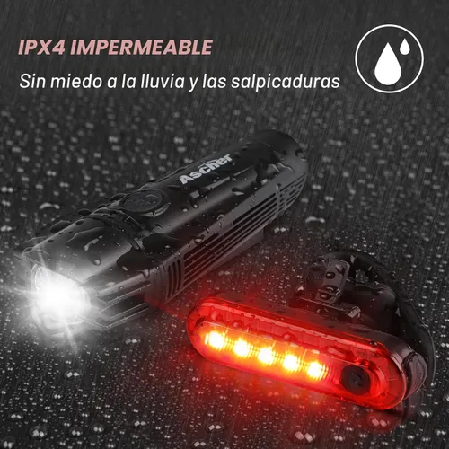 Miniatura 5 de Ascher Ultra Bright USB Rechargeable Bike Light Set, Powerful Bicycle Front Headlight and Back Taillight, 4 Light Modes, Easy to Install for Men