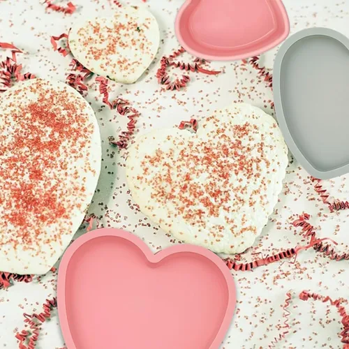 Miniatura 5 de 3 moldes de silicona en forma de corazón, moldes antiadherentes de silicona para tartas de 3 capas para hornear, moldes para tartas de queso