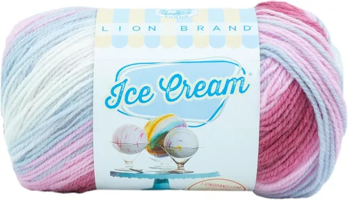 Miniatura 38 de Lion Brand Yarn, Hilo para Bebé Ice Cream para tejer, ganchillo y manualidades, Baseball Nut, 1 paquete, fibra acrílica colorida de peso DK