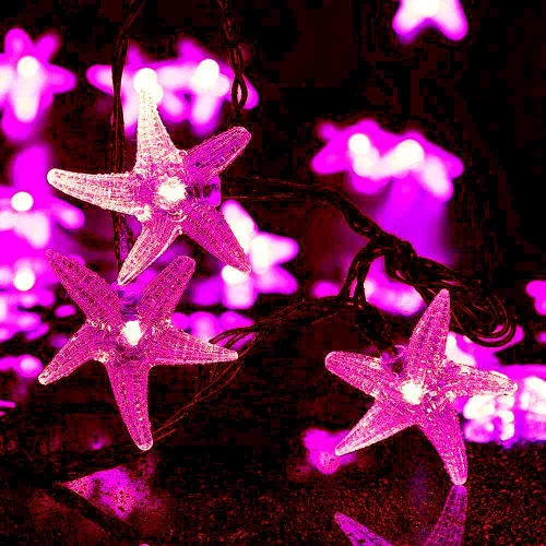 Miniatura 12 de Luces solares de estrella de mar, impermeables, de 15.7 pies, 20 luces LED de noche con estrellas de mar y océano, mar, mundo, luces de noche