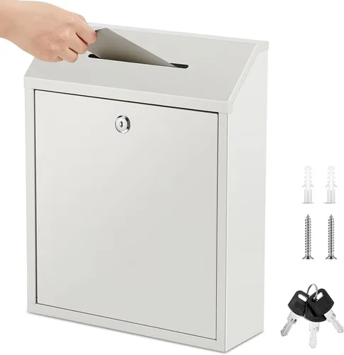 Miniatura 13 de Yaocom Caja de dinero de metal para donación de dinero para colección de soportes de granja, caja de sugerencias segura con candado montado