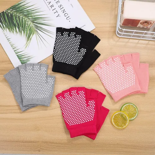 Miniatura 3 de BESPORTBLE 4 pares de guantes de yoga antideslizantes para mujer, guantes de entrenamiento de medio dedo, versátiles protectores de manos