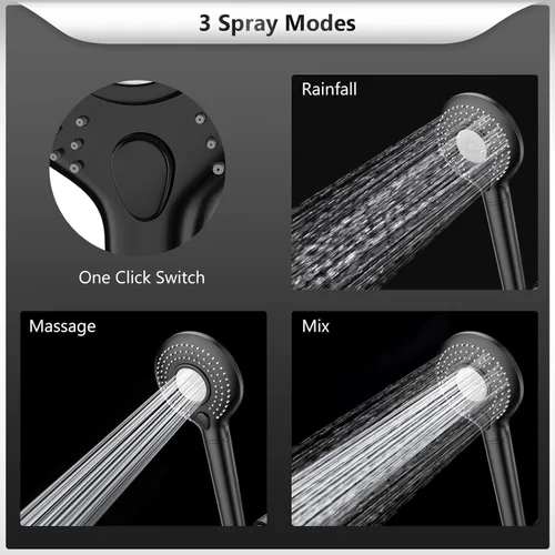 Miniatura 2 de Cabezal de ducha filtrado FEELSO con soporte manual, cabezal de ducha de alta presión de 3 modos de rociado con cartuchos de filtros suavizadores