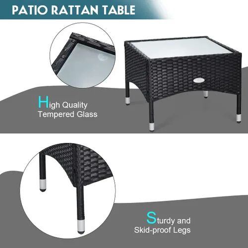 Miniatura 7 de Tangkula Juego de muebles de ratán de mimbre para patio, silla de ratán con mesa auxiliar, juegos de conversación de alta carga para patio, jardín