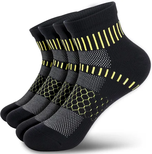IRAMY Calcetines de compresión de tobillo para hombres y mujeres, acolchados, para correr, atléticos, alivio de la fascitis plantar, 2/4/6 pares