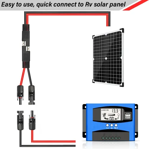 Miniatura 7 de MOOKEERF Cable Adaptador de Panel Solar a SAE - Cable de Extensión Solar de 10FT 10AWG para Kit de Cargador de Batería de Panel Solar RV Caravana