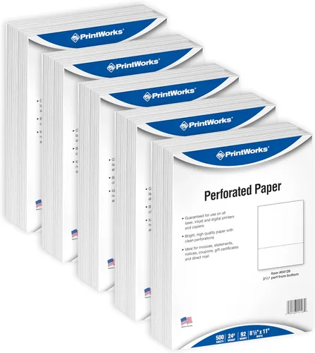 Miniatura 15 de PrintWorks Papel perforado profesional de 3 partes de 8.5 x 11 pulgadas, perfecto para W-2, 1099 y uso llamativo, fabricado en los Estados Unidos
