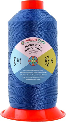 Miniatura 134 de Mandala Crafts - Hilo de nailon para coser cuero, tapicería, mezclilla y para trenzar el pelo; resistente, 1500 yardas, tamaño 69 T70 Marrón