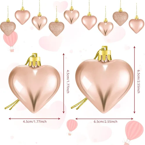 Miniatura 11 de Adornos de corazón para el día de San Valentín: 3 adornos con forma de corazón para árbol de Navidad y para colgar como decoración en el día de San