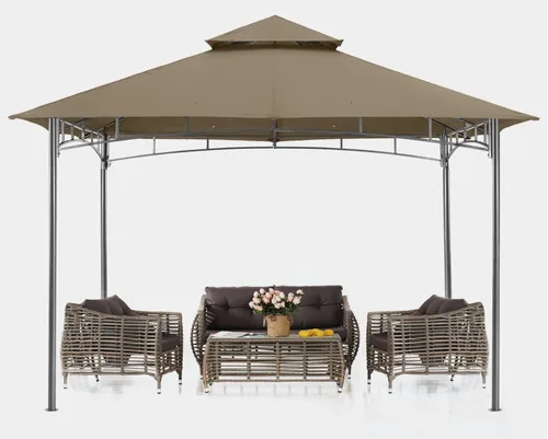 ABCCANOPY Cenadores para patios 8x8 - Cenador con estructura de acero para jardín, patio trasero, césped y terraza (caqui)