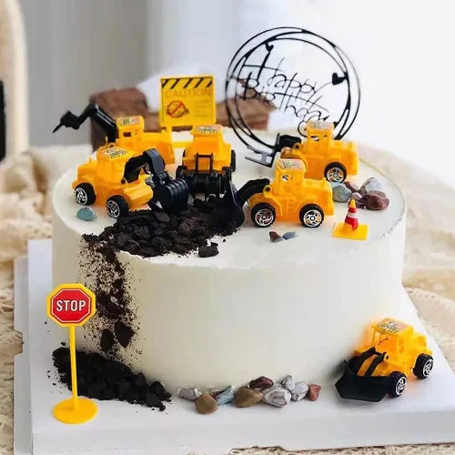 Miniatura 7 de Decoración para tartas de construcción, grúa grande, excavadora, tráfico, señales de tráfico, decoración de pasteles, suministros de fiesta