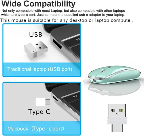 Miniatura 3 de Mouse inalámbrico para MacBook Pro, MacBook Air, MacBook Laptop, Mac, iMac, computadora de escritorio, Chromebook, Win7/8/10/11, PC, HP, Dell Azul