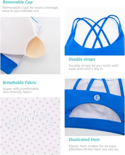Miniatura 137 de Brasieres deportivos para mujer, con relleno, tipo camiseta sin mangas, sexis, con espalda cruzada, de alto impacto, largos, ideales para practicar