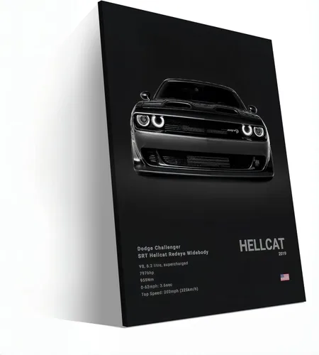 Miniatura 2 de Póster de Supercar Challenger Hellcat - Póster de carreras para pared, lienzo para regalo de cumpleaños, decoración de la casa enmarcada o sin marco
