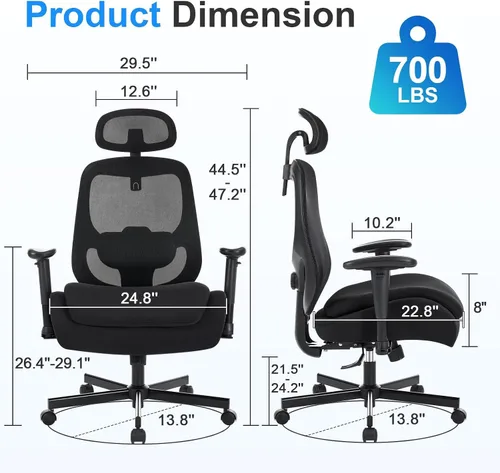 Miniatura 3 de Office Chair with Ergonomic Lumbar Support and Mesh Back for Home Office, Desk Chair with Wide Seat and Adjustable Arms for Computer Desk, Computer