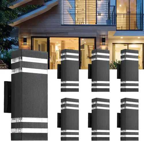 Miniatura 9 de Paquete de 2 luces LED cuadradas de 12 pulgadas para pared arriba y abajo, 14 W, 4000 K, blanco día, luz de pared blanca para exteriores, cuerpo