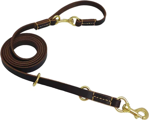 Miniatura 14 de LWBMG Correa de cuero para perro de 8 pies, correas de cuero multifunción 6 en 1 para perros, manos libres, cuerpo cruzado, cinturón de cintura Negro
