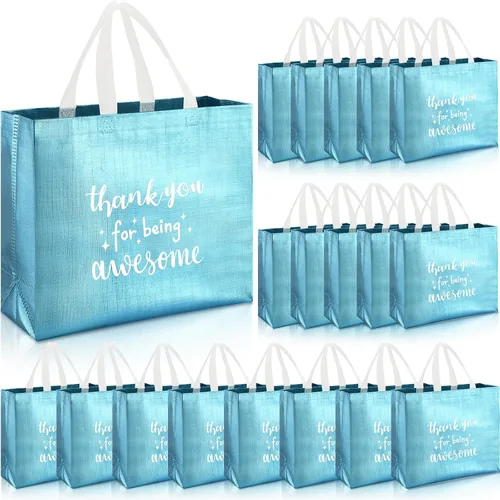 Miniatura 9 de Abbylike 24 bolsas de regalo de agradecimiento a granel para empleados, bolsas con asas, reutilizables para graduación, día del padre, oficina, Negro