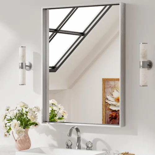 Miniatura 92 de Keonjinn - Espejo rectangular con marco negro para baño de 40 x 30 pulgadas, espejo de pared para sobre el lavabo, espejos de tocador de metal