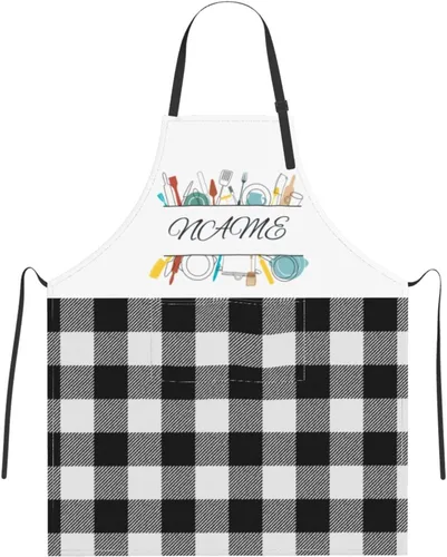 Miniatura 14 de Delantal personalizado para hombres y mujeres, delantal ajustable unisex con bolsillos, delantales personalizados para cocinero y chef