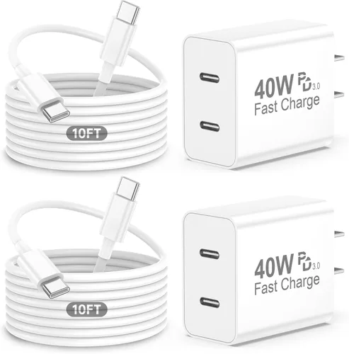 Miniatura 8 de Cargador para iPhone 17 Pro Max de carga rápida, 40 W USB C Super Fast Charger Block con cable de carga tipo C de 6 pies para iPhone 17 Pro Max/17