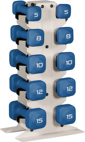 Miniatura 14 de Tone Fitness Juego de mancuernas de neopreno con estante de almacenamiento – Pesos de mano antideslizantes y antideslizamiento para entrenamientos