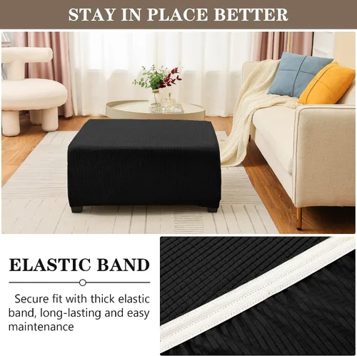 Miniatura 5 de Fundas otomanas elásticas de jacquard suave, fundas otomanas rectangulares de almacenamiento para reposapiés, protector de muebles de sala de estar