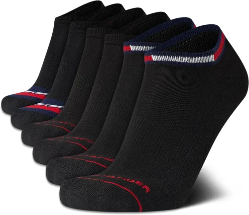 Tommy Hilfiger Calcetines invisibles para hombre - paquete de 6 unidades, calcetines deportivos elásticos acolchados de corte bajo para hombre