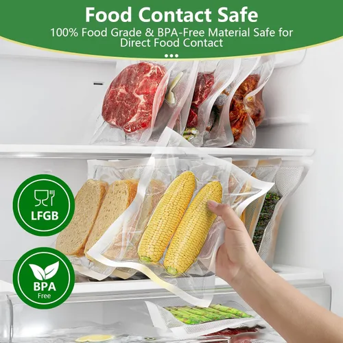Miniatura 2 de 100 bolsas selladoras al vacío de 8 x 12 pulgadas para alimentos, bolsas de sellado al vacío precortadas, seguras para contacto con alimentos