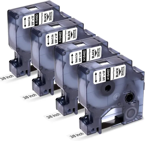 18482 - Repuesto para Dymo Rhino - Cinta de etiquetas de poliéster permanente 3/8 A18482, funciona con Dymo Rhino 5200 4200 5000 6000 3000,