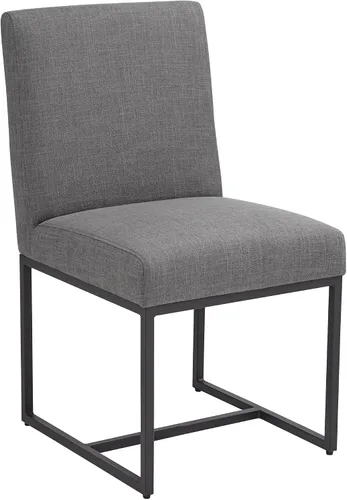 Miniatura 3 de 55 Downing Street Silla de comedor Myles de tela gris y metal negro
