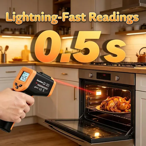 Miniatura 2 de OnniOne Termómetro infrarrojo pistola de temperatura -58℉~1022℉, pistola termómetro láser digital para cocinar Blackstone Pizza Horno Plancha