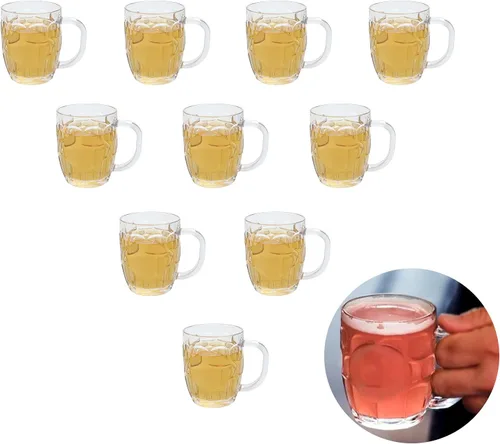Mini tazas de plástico para cerveza, 8 onzas, transparente con hoyuelos, adecuadas para niños/niños, aptas para lavavajillas, sin BPA (10 unidades)