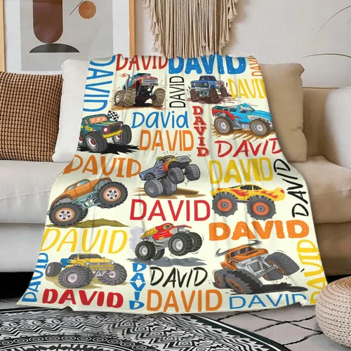 Miniatura 11 de PANDASBLANKET Manta personalizada con nombre para niños, adultos, mascotas, camión de bomberos, automóvil, manta personalizada para cumpleaños
