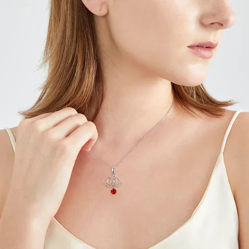 Miniatura 5 de TANGPOET Chakra Necklace Sterling Silver Lotus Pendant Necklace Healing Crystal Dragonfly Jewelry Birthday Christmas Gifts for Women Mom Daughter