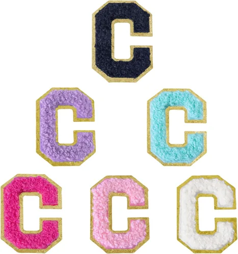 Miniatura 227 de 6 piezas de parches de letras de chenilla autoadhesivas, parches de letras preppy de 2 pulgadas para bolsos, ropa y sombreros, grandes pegatinas