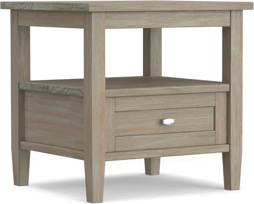 Miniatura 17 de SIMPLIHOME Warm Shaker - Mesa auxiliar de madera maciza de 20 pulgadas de ancho x 20 pulgadas de alto, color marrón carbón envejecido, mesa