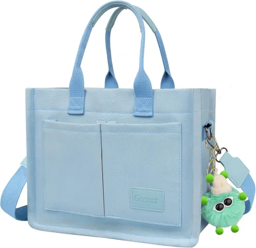 Miniatura 15 de Bolso de lona para mujer con bolsillos, bolso cruzado para portátil de trabajo, bolso de hombro para todo lo demás, bolso de lona para todos