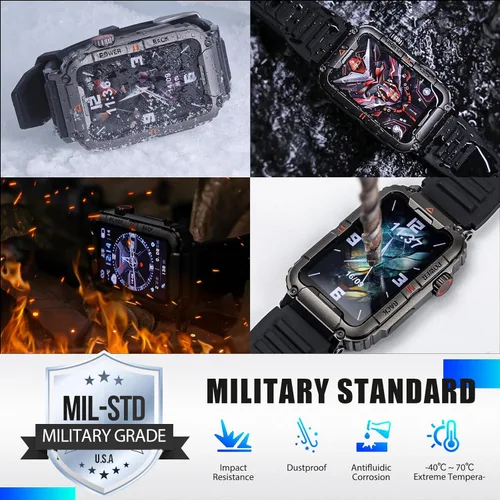 Miniatura 3 de Military Smart Watch for Men with 100+ Sports Modes Fitness Tracker with Heart Rate/Sleep Monitor IP67 Waterproof 1.57’’ IPS Screen Tactical