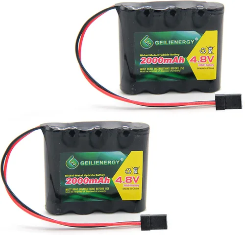 Paquete de 2 baterías de receptor NiMH RX de 4.8 V 2000 mAh con conectores Hitec compatibles con receptores RC, aviones RC y más