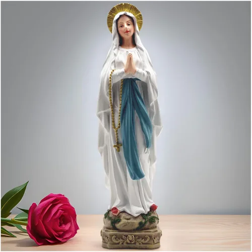 Miniatura 11 de Estatua de Nuestra Señora de Gracia – Figura de 8.5 pulgadas, decoración religiosa católica de resina para altar del hogar, mesa de oración, Azul