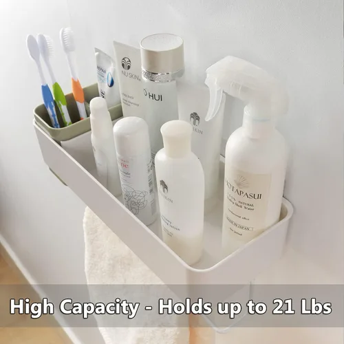 Miniatura 2 de Organizador de pared para baño, adhesivo de almacenamiento, pequeño apartamento básico para ducha, color verde
