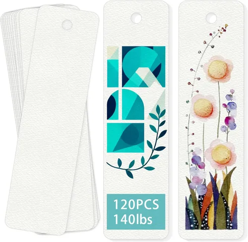 120 hojas de tarjetas de papel de acuarela en blanco, 140 lb/300 GSM marcadores en blanco con agujero para pintar, proyectos de bricolaje etiqueta