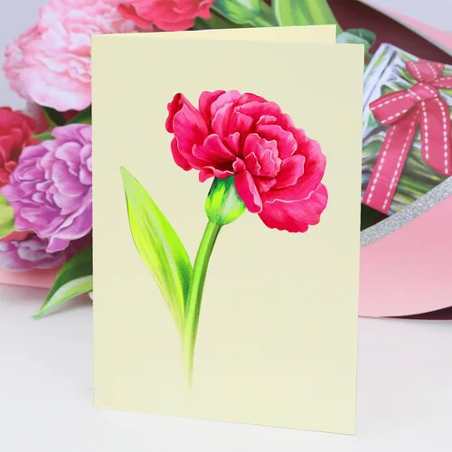 Miniatura 9 de Airpark - Tarjeta desplegable de flores 3D, tarjeta de felicitación – Claveles rosas – Para mamá, abuela – Ideal para el Día de la Madre