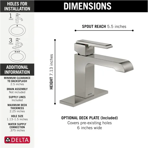 Miniatura 2 de Delta Faucet Ara - Grifo de baño de un solo agujero, grifo de baño de una sola manija cromado, grifo de lavabo de baño, cromado 567LF-LPU