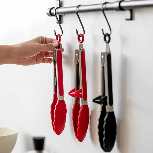Miniatura 23 de Pinzas de cocina, pinzas de 9 pulgadas para cocinar con puntas de silicona, pinzas de silicona pequeñas de grado alimenticio, mini pinzas