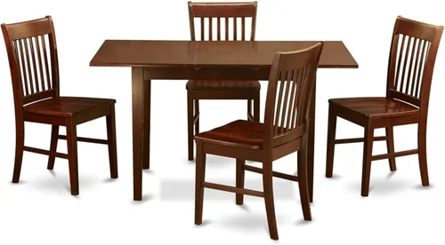 Miniatura 12 de HomeStock Juego de mesa de cocina de 5 piezas para 4 personas, incluye una mesa de comedor rectangular con hojas y 4 sillas Parson de tela de lino