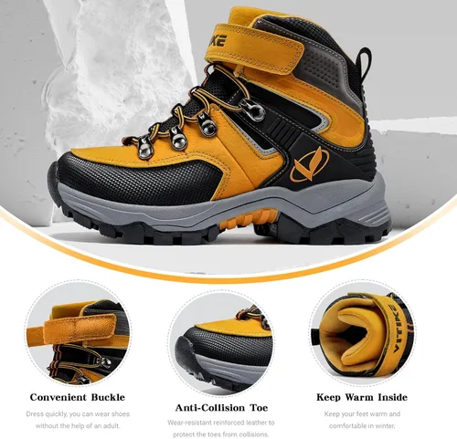 Miniatura 3 de Littleplum Botas de nieve para niños, botas cálidas de invierno, antideslizantes, para senderismo, al aire libre, botas de tobillo para niños